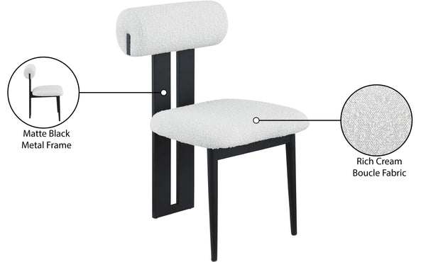 Dario Cream Boucle Fabric Dining Chair 921Cream-C Meridian Furniture