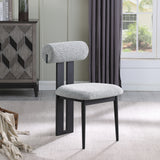 Dario Grey Boucle Fabric Dining Chair 921Grey-C Meridian Furniture