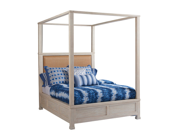 Lexington Barclay Butera Shorecliff Canopy Bed - Coastal Elegance With Natural Raffia And Aged Bronze Trim For Timeless Style Sailcloth  921-173c