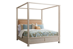 Lexington Barclay Butera Shorecliff Canopy Bed - Coastal Elegance With Natural Raffia And Aged Bronze Trim For Timeless Style Sailcloth  921-174c