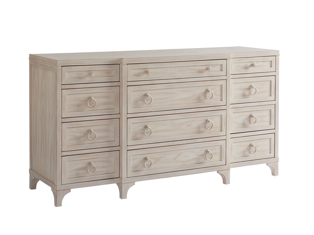 Lexington Barclay Butera Garnet Breakfront Dresser - Elegant Coastal Design With 12 Spacious Self-closing Drawers For Storage Sailcloth  921-233
