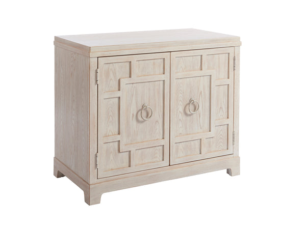 Lexington Barclay Butera Collins Bachelors Chest - Coastal-inspired Geometric Fretwork With Adjustable Shelves & Wire Management Sailcloth  921-624