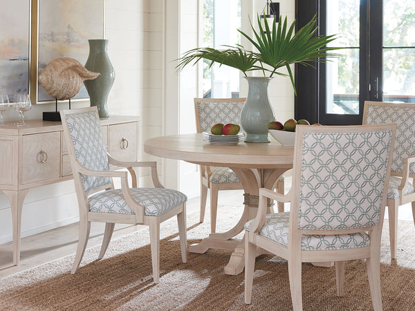 Lexington Barclay Butera Magnolia Coastal-inspired Round Dining Table With Leaf, Elegant Design For Stylish Gatherings Sailcloth  921-875c