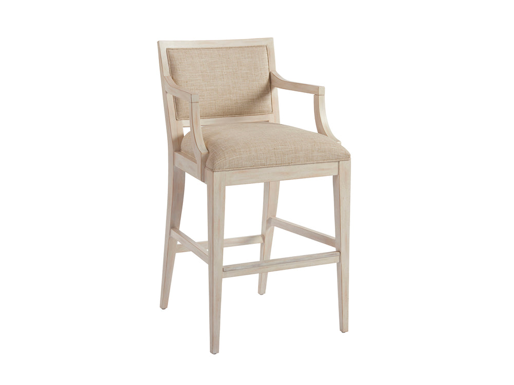 Lexington Barclay Butera Eastbluff Upholstered Bar Stool - Coastal-inspired Comfort With Sophisticated Design And Aged Bronze Accents Sailcloth  921-896-01