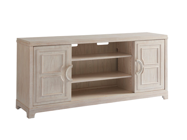 Lexington Barclay Butera Leeward Media Console: Coastal-inspired Design With 4 Sliding Doors & 6 Adjustable Shelves For Elegance Sailcloth  921-908
