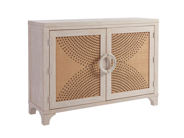 Lexington Barclay Butera Lido Isle Coastal Hall Chest With Raffia Panels And Nailhead Trim - Elegant Storage Solution Sailcloth  921-973