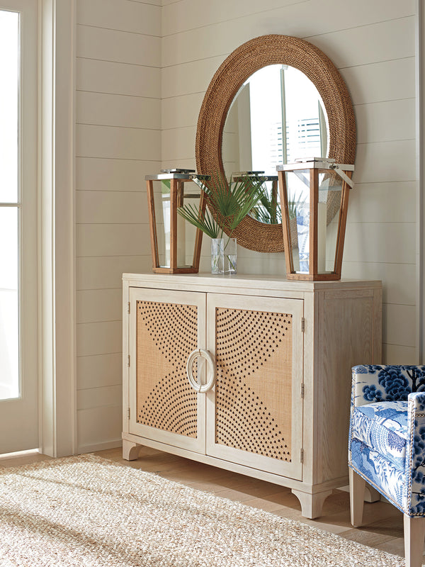 Lexington Barclay Butera Lido Isle Coastal Hall Chest With Raffia Panels And Nailhead Trim - Elegant Storage Solution Sailcloth  921-973