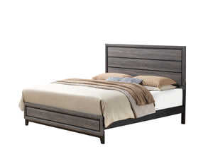 English Elm MIRAGE Modern Full Bed with Panel Headboard, Rubberwood Frame, Tapered Legs and Sturdy Slat Support Black+ Gray 59.76 L x 33.54 W x 4.96 H B201S00130