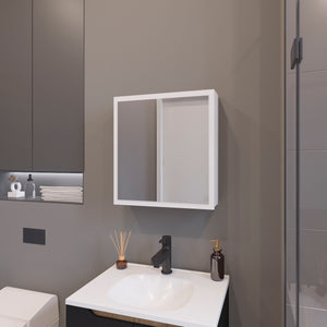 English Elm Morenci wall-mounted bathroom cabinet with mirrored door, four internal shelves for tidy storage and style White 27.2 L x 24.8 W x 4.3 H B128P237176