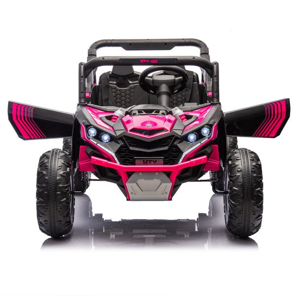 English Elm 24v Two Seat Kids Electric Utv with Parental Remote Suspension Off Road Ride On Pink W1578P184801