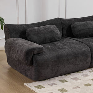 English Elm Modular Chenille Deep Seat Sectional Sofa with Bamboo Frame for Living Room Lounge Black W1829S00071