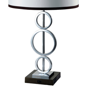 English Elm 29" Tall Metal Table Lamp - Modern Silver Finish With White Round Shade For Elegant Illumination B072116167