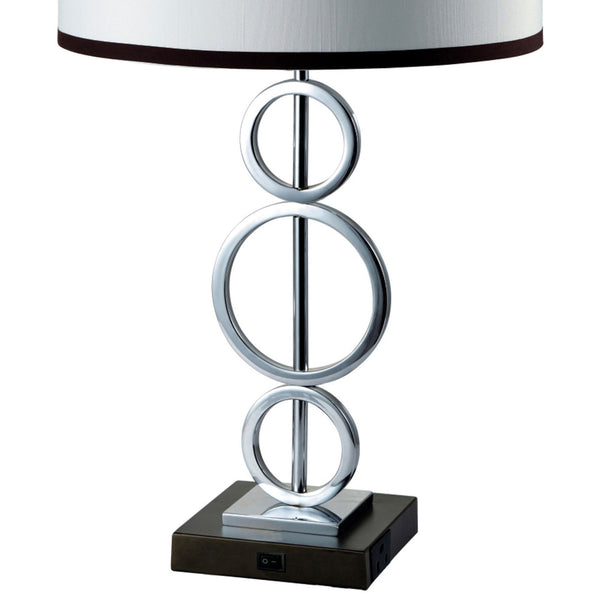 English Elm 29" Tall Metal Table Lamp - Modern Silver Finish With White Round Shade For Elegant Illumination B072116167