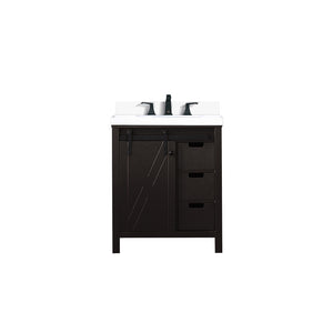 English Elm Brown Bath Vanity With White Quartz Countertop & Faucet Set - Stylish Storage, Soft-Close Design! B2731P260103