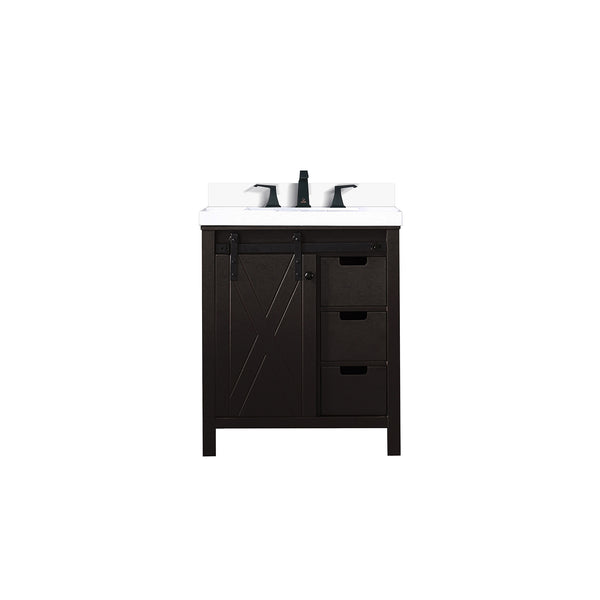 English Elm Brown Bath Vanity With White Quartz Countertop & Faucet Set - Stylish Storage, Soft-Close Design! B2731P260103