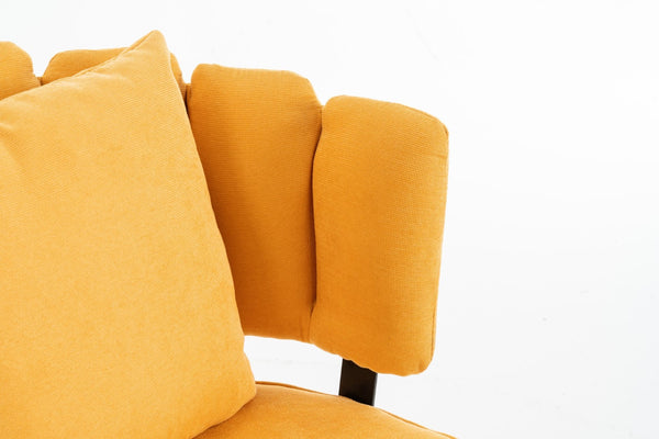 English Elm Decorative Chenille Barrel Tub Chair with Pocket Coil Cushion for Cozy Reading Nooks Yellow W5188P462022