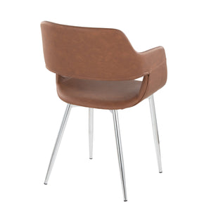 English Elm Margarite Contemporary Dining Chairs Set Of 2 In Brown Faux Leather With Chrome Legs For Modern Homes B202S01280