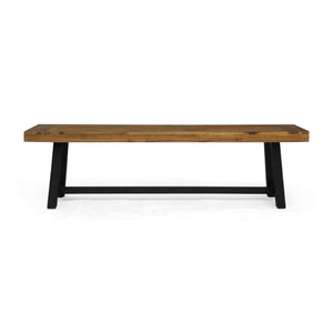 English Elm Acacia Slatted Outdoor Dining Bench Set of Two Solid Hardwood Patio Seating 63086.00MP1
