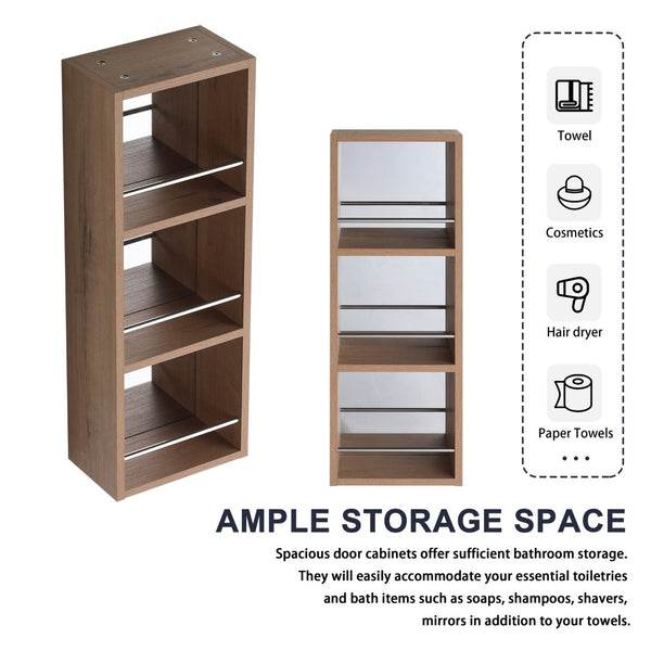 English Elm 10'' Wall Mount Bathroom Mirror Cabinet Open Shelf Plywood Melamine Storage Organizer W999P470292