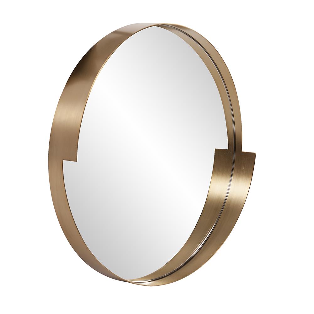 Howard Elliott Intrepid Round Mirror - Exquisite Brushed Brass Frame With D-rings For Easy Wall Hanging Decor Gold Stainless Steel 92201-howard-elliott
