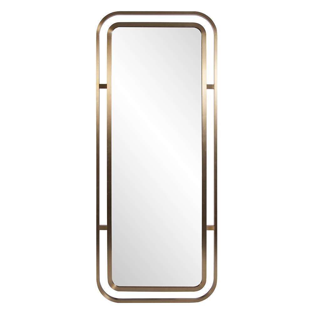 Howard Elliott Dearborn Mirror - Elegant Brushed Brass Frame With Rounded Corners, Versatile Vertical Or Horizontal Design Gold Stainless Steel 92203-howard-elliott