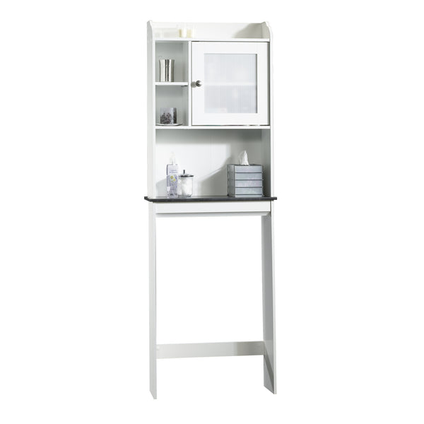 English Elm Etagere, White finish - Moisture-Resistant Engineered Wood Bathroom Shelf with Adjustable Shelves & Cabinet (39.88x15.87) B356P402790