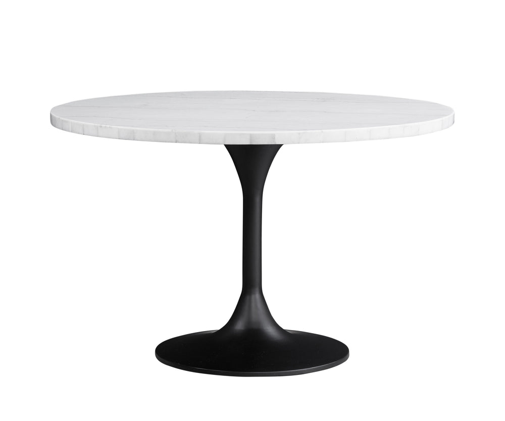 Basset Mirror Dunham Dining Table - Modern White Marble Top With Black Metal Base, Perfect For Stylish Spaces White Metal,Marble 9221-700-983