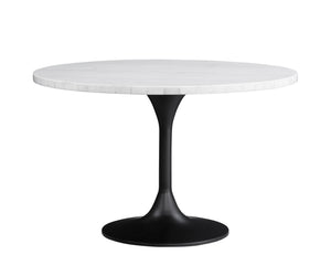 Basset Mirror Dunham Dining Table - Modern White Marble Top With Black Metal Base, Perfect For Stylish Spaces White Metal,Marble 9221-700-983