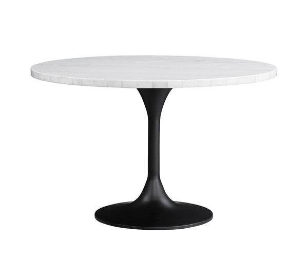 Basset Mirror Dunham Dining Table - Modern White Marble Top With Black Metal Base, Perfect For Stylish Spaces White Metal,Marble 9221-700-983