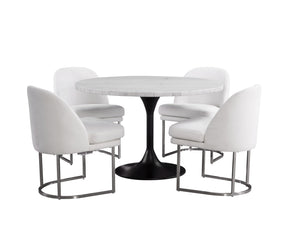Basset Mirror Dunham Dining Table - Modern White Marble Top With Black Metal Base, Perfect For Stylish Spaces White Metal,Marble 9221-700-983