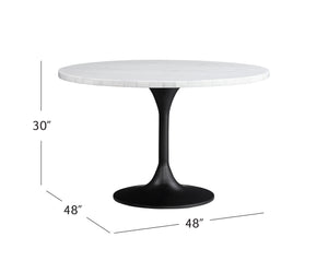Basset Mirror Dunham Dining Table - Modern White Marble Top With Black Metal Base, Perfect For Stylish Spaces White Metal,Marble 9221-700-983