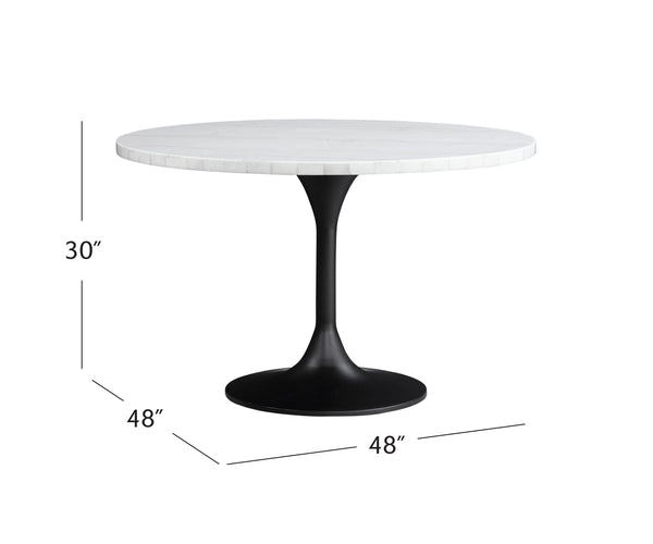 Basset Mirror Dunham Dining Table - Modern White Marble Top With Black Metal Base, Perfect For Stylish Spaces White Metal,Marble 9221-700-983