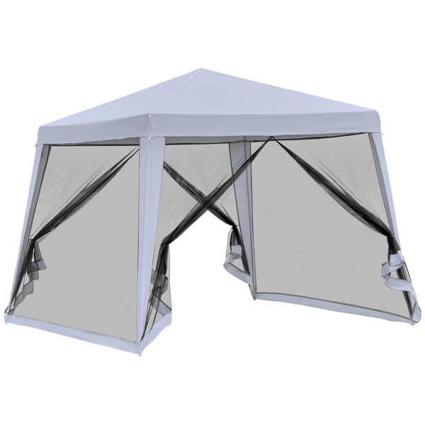 English Elm Outsunny 10x10 Outdoor Party Canopy with Mesh Walls and Uv Blocking Steel Frame W2225P200894