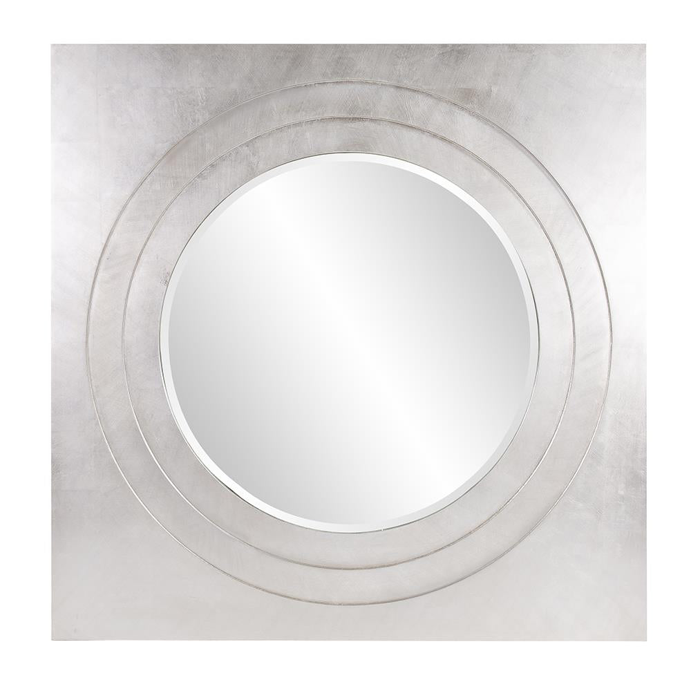 Howard Elliott Antor Oversized Square Mirror With Brushed Silver Leaf Finish – Ready To Hang Contemporary Style Silver Wood 92214-howard-elliott
