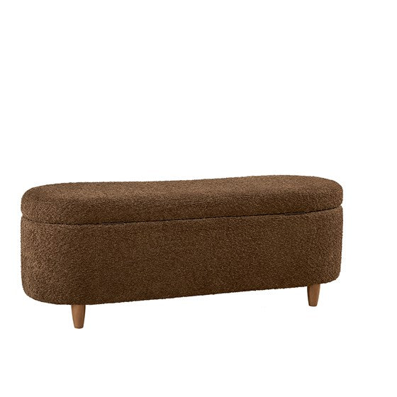 English Elm Boucle Flip Top Storage Bench with Elm Legs – 400 lb Capacity, Plush Polyester Upholstery, 48" Wide Chocolate 48.5 L x 17 W x 15 H B035P262674