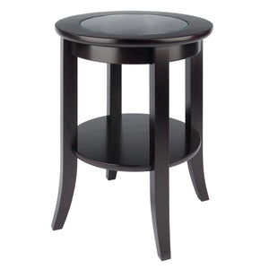 Winsome Wood Genoa Round End Table In Espresso - Modern Design With Glass Top, Shelf & Stylish Flared Legs Espresso Solid ,Composite Wood ,Glass 92218-winsome-wood