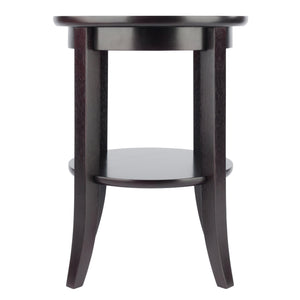 Winsome Wood Genoa Round End Table In Espresso - Modern Design With Glass Top, Shelf & Stylish Flared Legs Espresso Solid ,Composite Wood ,Glass 92218-winsome-wood
