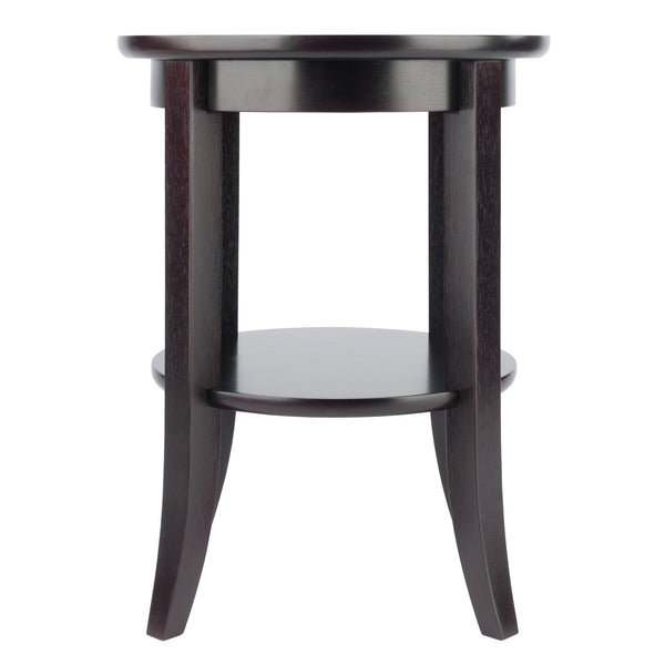 Winsome Wood Genoa Round End Table In Espresso - Modern Design With Glass Top, Shelf & Stylish Flared Legs Espresso Solid ,Composite Wood ,Glass 92218-winsome-wood