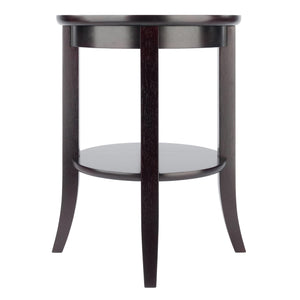 Winsome Wood Genoa Round End Table In Espresso - Modern Design With Glass Top, Shelf & Stylish Flared Legs Espresso Solid ,Composite Wood ,Glass 92218-winsome-wood
