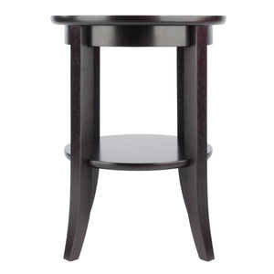 Winsome Wood Genoa Round End Table In Espresso - Modern Design With Glass Top, Shelf & Stylish Flared Legs Espresso Solid ,Composite Wood ,Glass 92218-winsome-wood