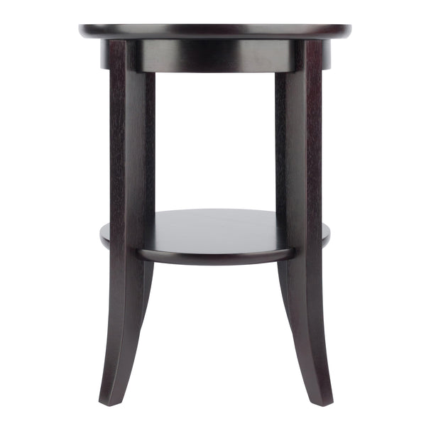 Winsome Wood Genoa Round End Table In Espresso - Modern Design With Glass Top, Shelf & Stylish Flared Legs Espresso Solid ,Composite Wood ,Glass 92218-winsome-wood