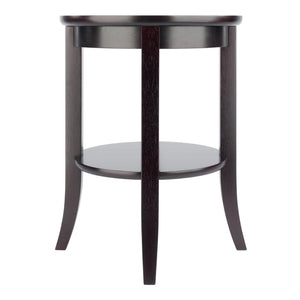 Winsome Wood Genoa Round End Table In Espresso - Modern Design With Glass Top, Shelf & Stylish Flared Legs Espresso Solid ,Composite Wood ,Glass 92218-winsome-wood