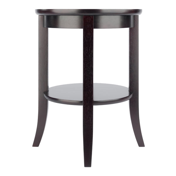 Winsome Wood Genoa Round End Table In Espresso - Modern Design With Glass Top, Shelf & Stylish Flared Legs Espresso Solid ,Composite Wood ,Glass 92218-winsome-wood