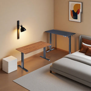 English Elm Electric Sit Stand Desk with Seamless One Piece Top and Industrial Steel Frame W1769P345624
