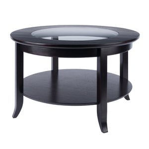 Winsome Wood Genoa Round Coffee Table In Espresso - Modern Glass Top, Stylish Design, Perfect For Living Spaces! Espresso Solid ,Composite Wood ,Glass 92219-winsome-wood