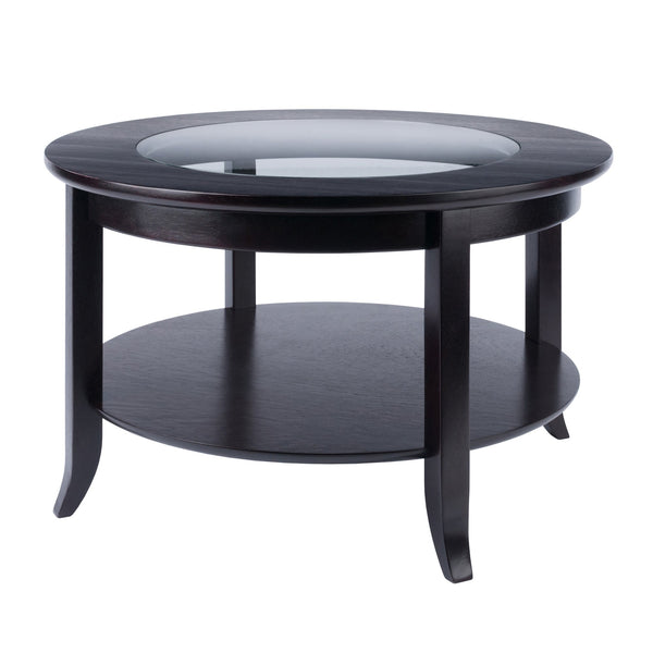 Winsome Wood Genoa Round Coffee Table In Espresso - Modern Glass Top, Stylish Design, Perfect For Living Spaces! Espresso Solid ,Composite Wood ,Glass 92219-winsome-wood