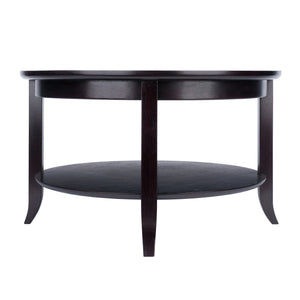 Winsome Wood Genoa Round Coffee Table In Espresso - Modern Glass Top, Stylish Design, Perfect For Living Spaces! Espresso Solid ,Composite Wood ,Glass 92219-winsome-wood