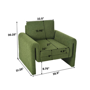 English Elm Christopher Knight Home® - Modern Bouclé Upholstered Accent Chair with Rounded Arms, Solid Wood Frame, 330lb Capacity, Luxe Comfort Green N765P248341N