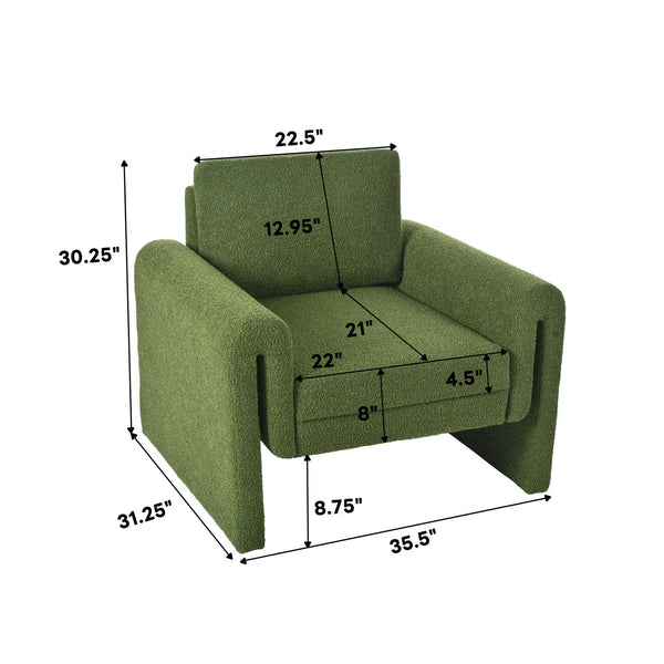 English Elm Christopher Knight Home® - Modern Bouclé Upholstered Accent Chair with Rounded Arms, Solid Wood Frame, 330lb Capacity, Luxe Comfort Green N765P248341N