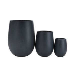 English Elm U_style Mgo Round Planter Set Three Piece Outdoor Patio Lightweight Modern Sculptural N711P406658B